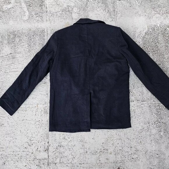 H by Halston Women Blazer Blue Navy Linen Blend Open Front jacket Size M - Picture 8 of 9